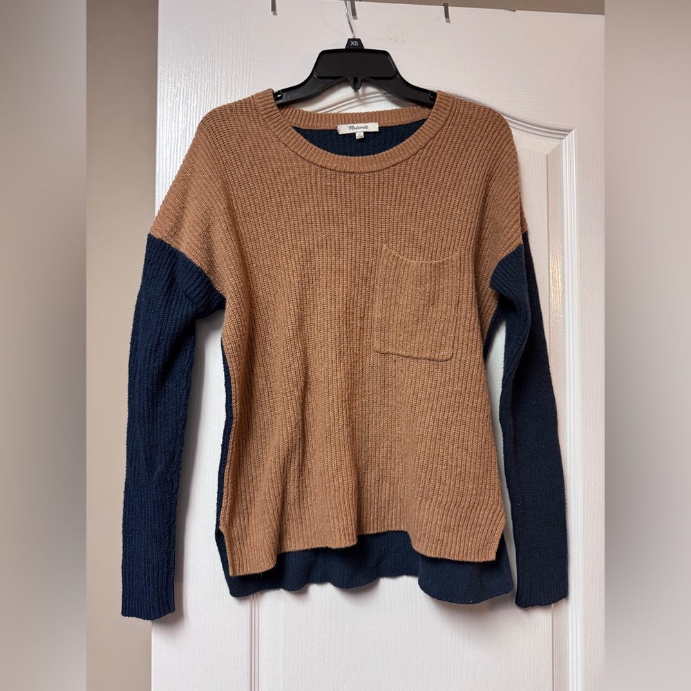 Madewell Women's Sweater - Brown and Navy